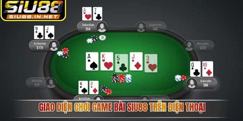Giao diện chơi game bài Siu88 trên điện thoại